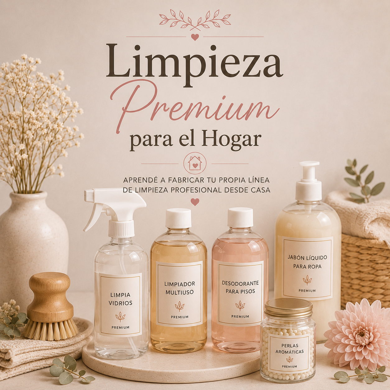 Hogar premium : Aprendé a fabricar tu propia línea de limpieza